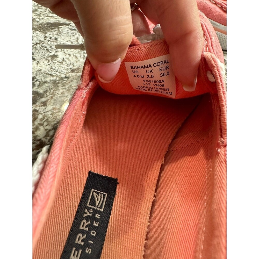 Sperry Womens Size 4 Coral Nautical Preppy Boat Low Top Loafer Sneaker - Picture 6 of 6